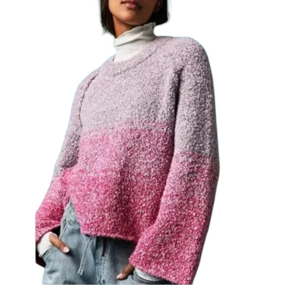 Free People Sweaters - Free People Pink and Purple BFF Cocoon Ombre Dip Dye Popcorn Sweater Size S